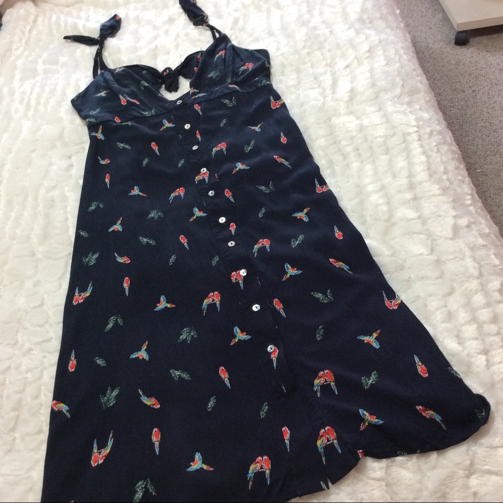 Wild Honey Adorable Bird Print Button Front Dress M